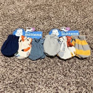 Colorful Striped and Patterned Baby Mittens Set